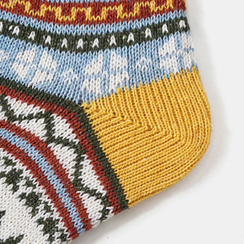 5 Paar Damen Wolle Baumwolle Verdickte Geometrische Gestreifte Punktmuster Atmungsaktive Warme Socken Schlauchsocke