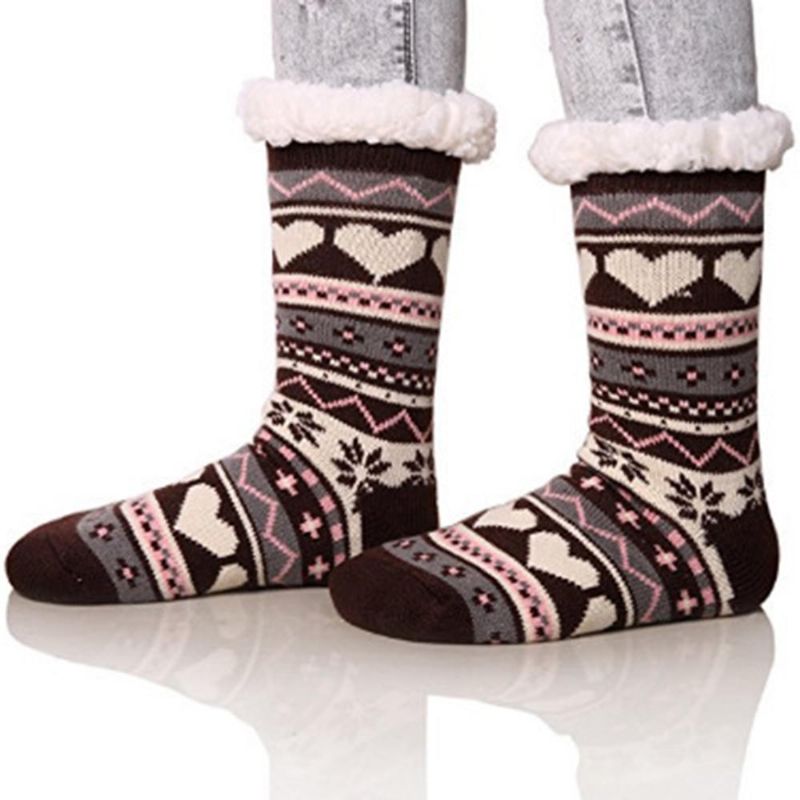 Anti-ski-socken Aus Weihnachtlichem Jacquard Und Samt