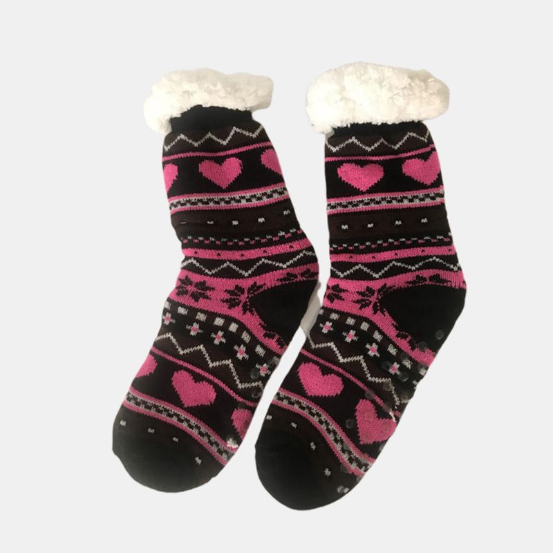 Anti-ski-socken Aus Weihnachtlichem Jacquard Und Samt