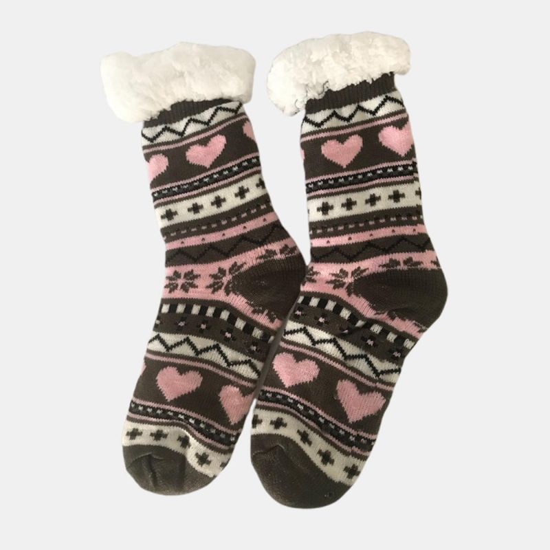 Anti-ski-socken Aus Weihnachtlichem Jacquard Und Samt