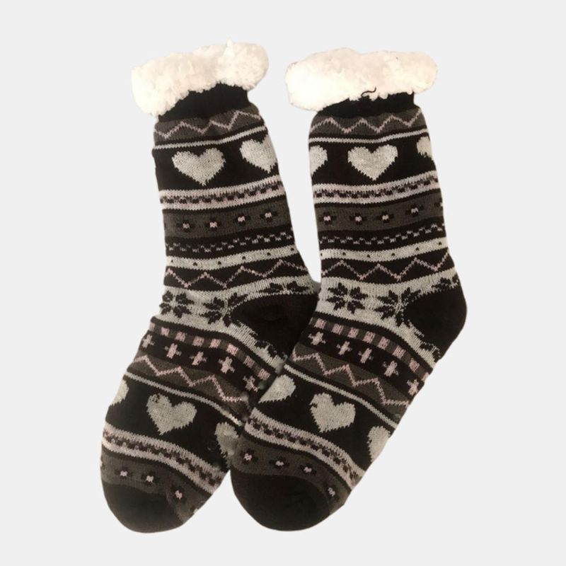 Anti-ski-socken Aus Weihnachtlichem Jacquard Und Samt