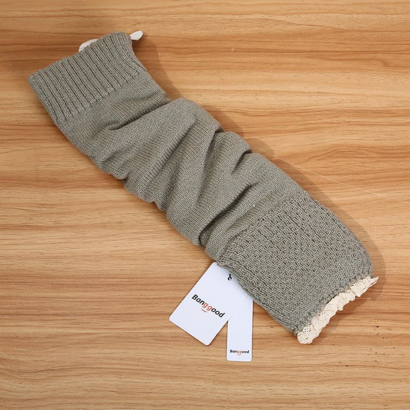 Bang Good Frauen Mädchen Strickstiefel Langer Schlauch Strümpfe Spitze Knopf Dekorative Beine Schutzsocken Strumpfwaren