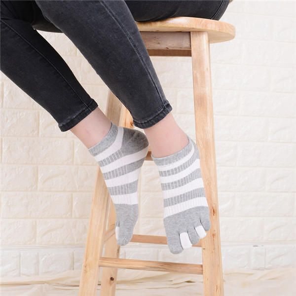 Bequeme Fünf-zehen-socken Mit Breiten Streifen Für Damen