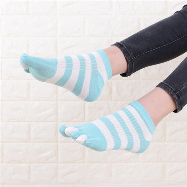 Bequeme Fünf-zehen-socken Mit Breiten Streifen Für Damen