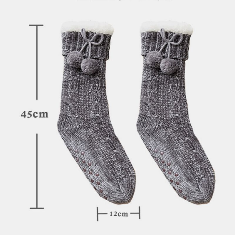 Damen Warme Winter Outdoor Einfarbig Plus Samt Verdicken Home Sleep Socken Schlauchsocken Mit Flusen