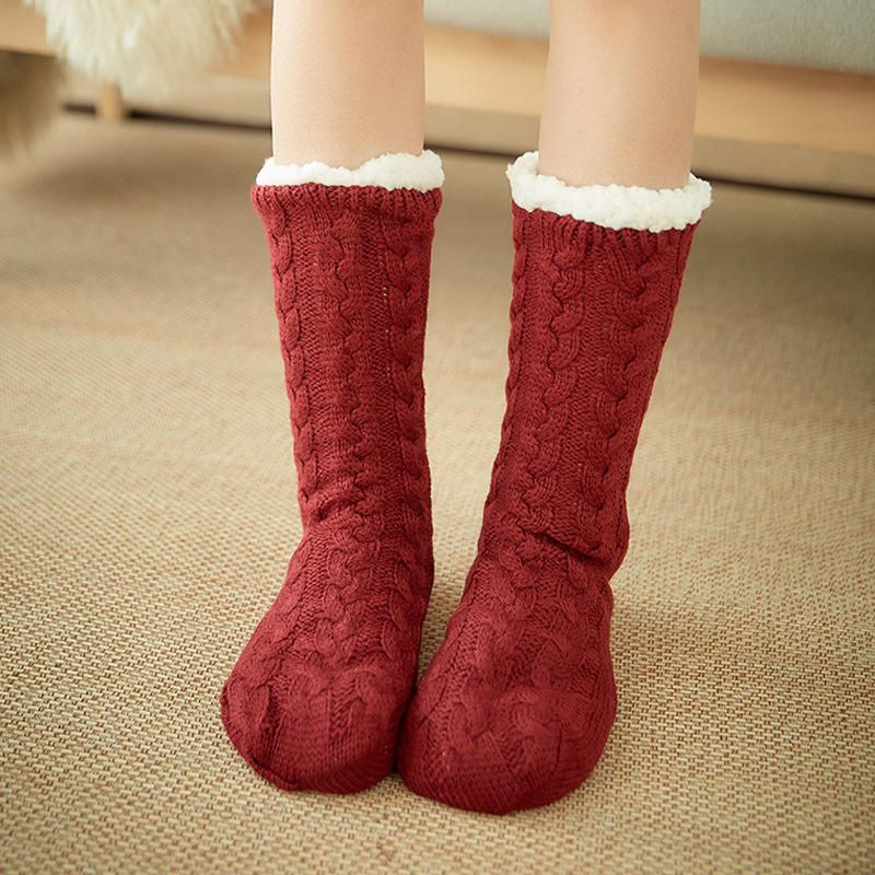 Damen Winter Verdickende Warme Anti-rutsch Mittelschlauchsocken