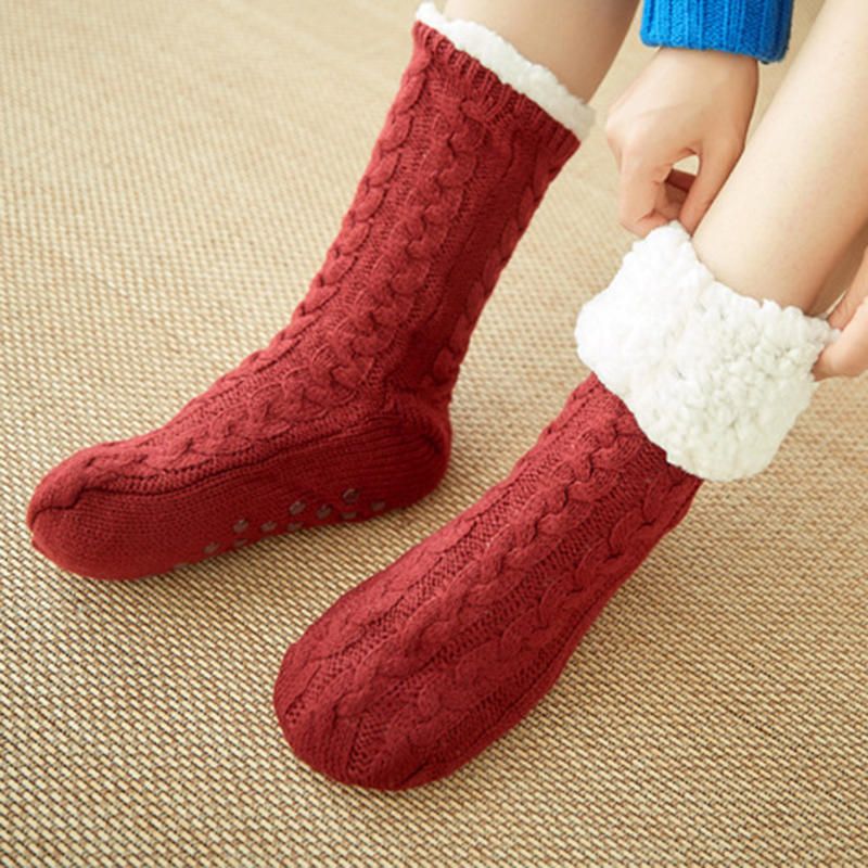 Damen Winter Verdickende Warme Anti-rutsch Mittelschlauchsocken