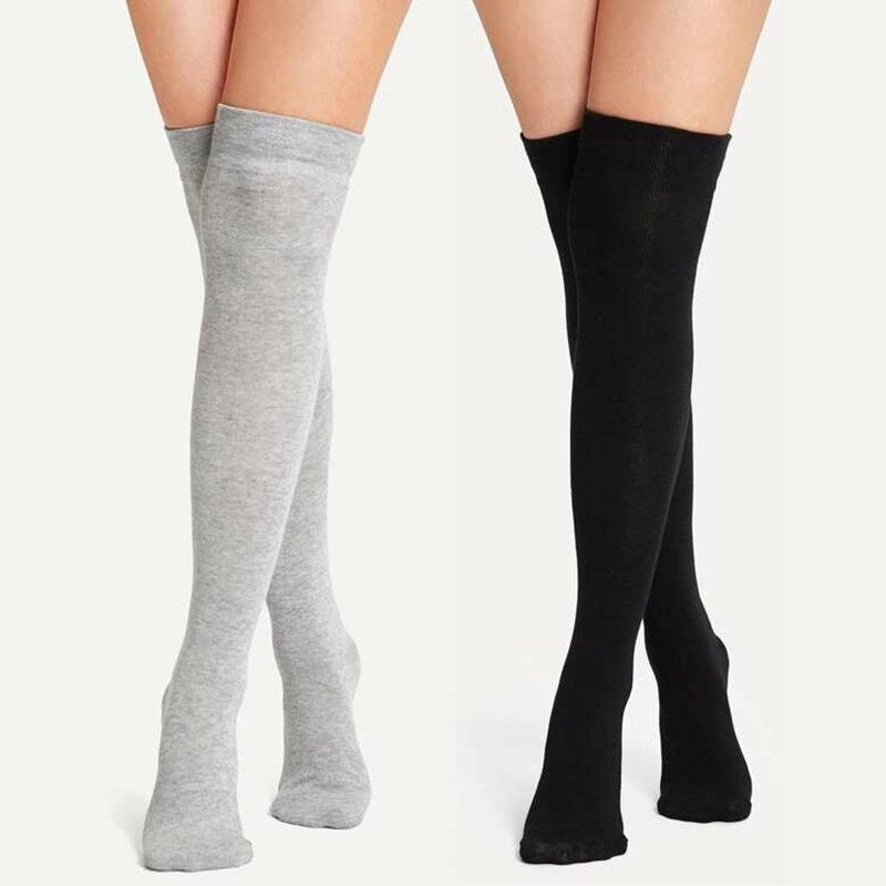 Einfarbige Overknee-socken