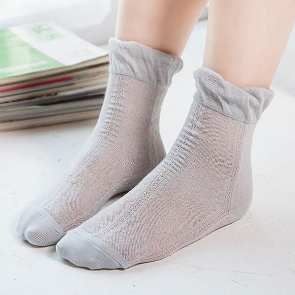 Frauen Baumwolle Ultradünne Seide Elastische Netzsocken Sommer Einfarbig Atmungsaktive Söckchen