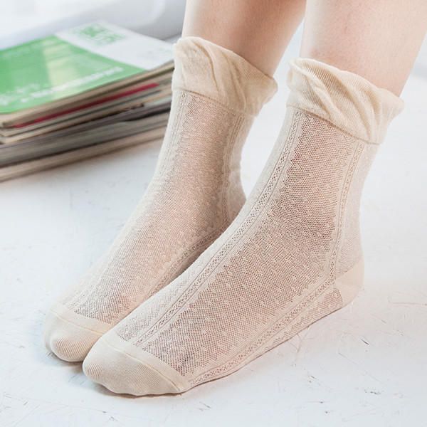 Frauen Baumwolle Ultradünne Seide Elastische Netzsocken Sommer Einfarbig Atmungsaktive Söckchen