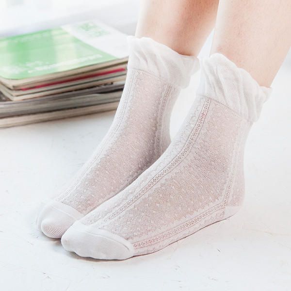 Frauen Baumwolle Ultradünne Seide Elastische Netzsocken Sommer Einfarbig Atmungsaktive Söckchen