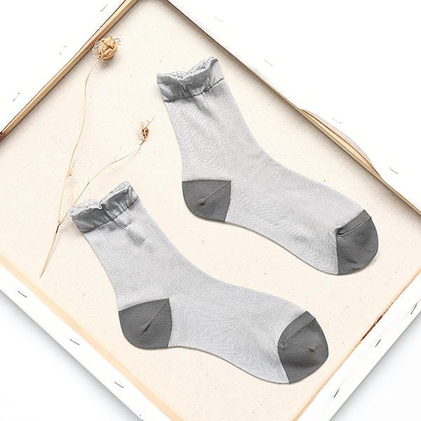 Frauen Mädchen Sommer Crystal Glass Silk Dünne Atmungsaktive Socken