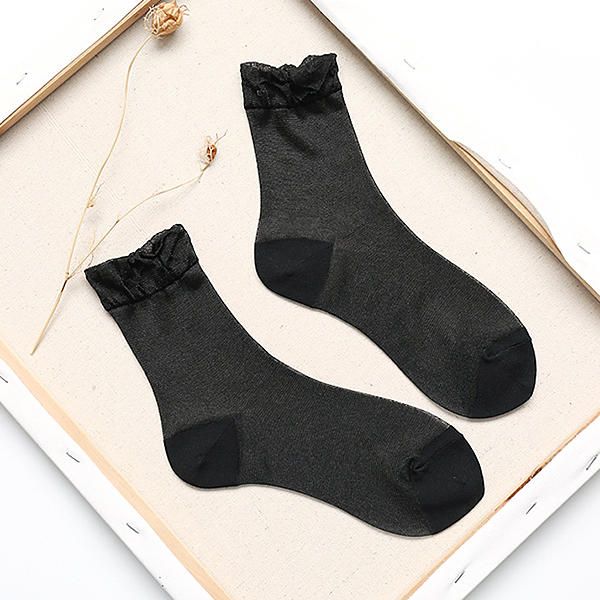 Frauen Mädchen Sommer Crystal Glass Silk Dünne Atmungsaktive Socken