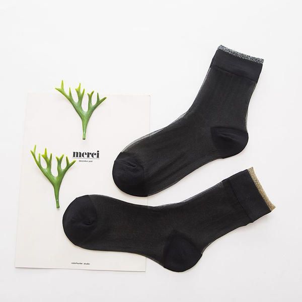 Frauen Mädchen Sommer Sexy Glasseide Atmungsaktive Socken Dünne Transparente Söckchen