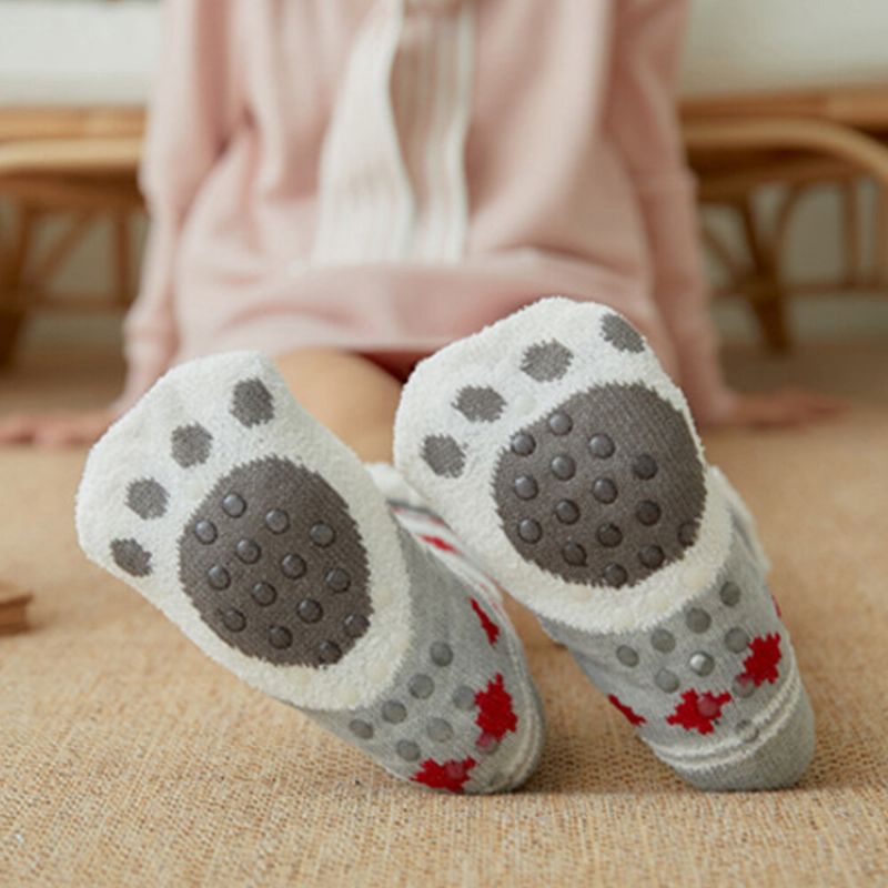 Frauen Warm Winter Outdoor Weihnachten Stil Cartoon Tiere Muster Plus Samt Verdicken Hause Schlaf Socken Schlauchsocken