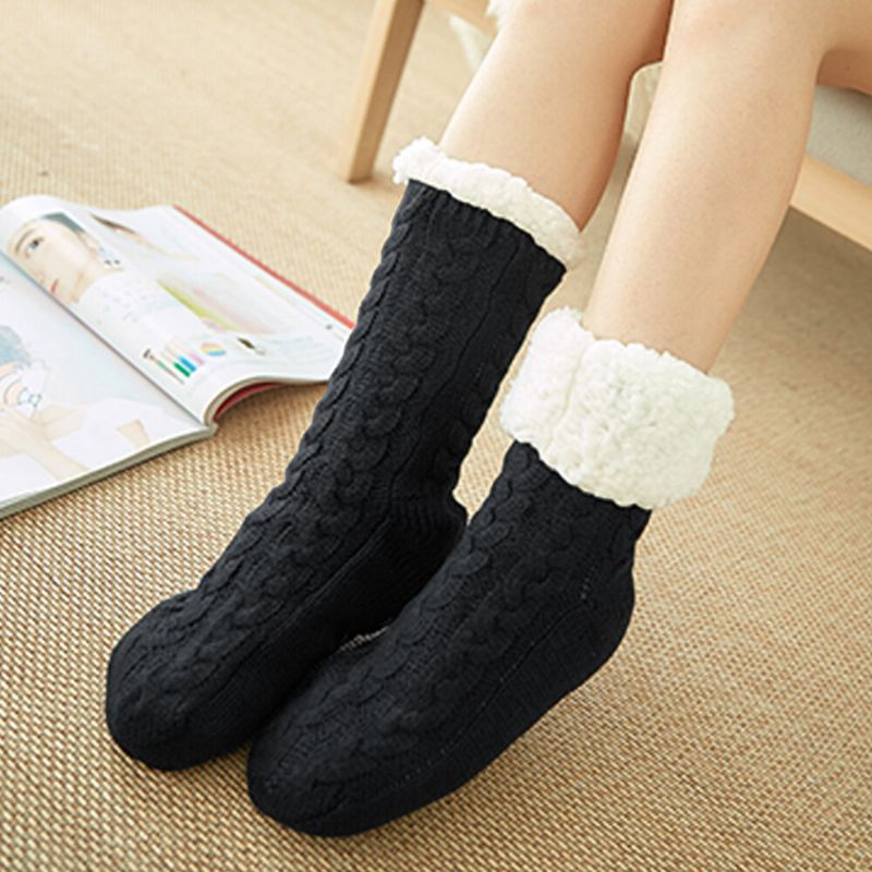 Frauen Warme Winter Outdoor Einfarbig Plus Samt Verdicken Home Schlaf Socken Tube Socken