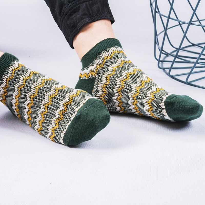 Herrensocken Aus Baumwolle Im Vintage-look No-show-socken Im Ethno-stil