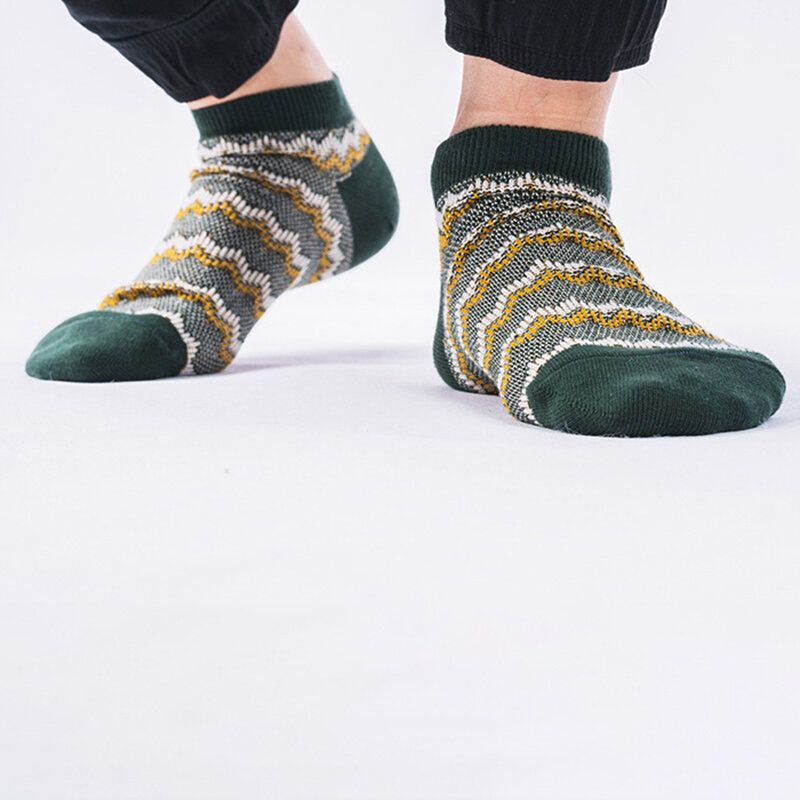 Herrensocken Aus Baumwolle Im Vintage-look No-show-socken Im Ethno-stil