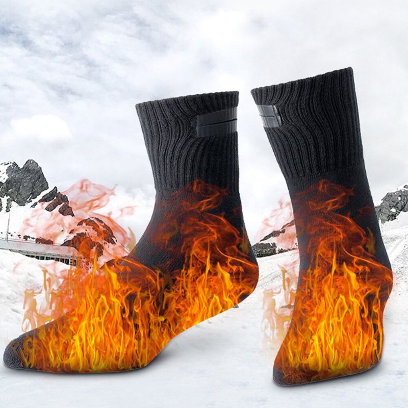 Männer Baumwolle Schnellheizung Usb-aufladung Hält Warm Winter Outdoor Fußwärmer Beheizte Schlauchsocken