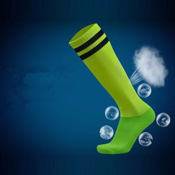 Männer Erwachsene Fußballstreifen Socken Mit Dicker Unterseite Langer Schlauch Hygroskopische Anti-rutsch-sportsocken