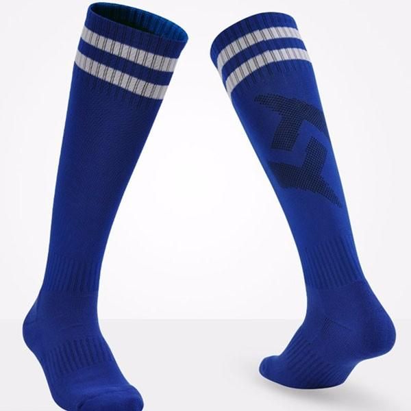 Männer Erwachsene Fußballstreifen Socken Mit Dicker Unterseite Langer Schlauch Hygroskopische Anti-rutsch-sportsocken