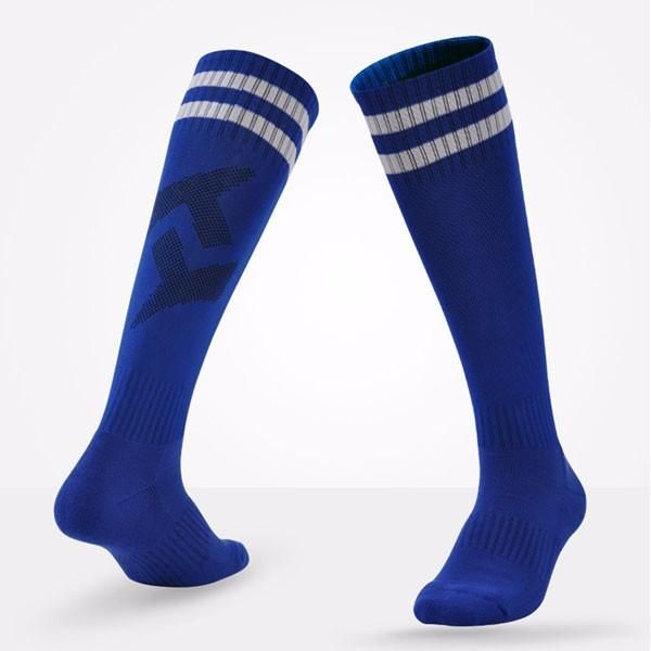 Männer Erwachsene Fußballstreifen Socken Mit Dicker Unterseite Langer Schlauch Hygroskopische Anti-rutsch-sportsocken