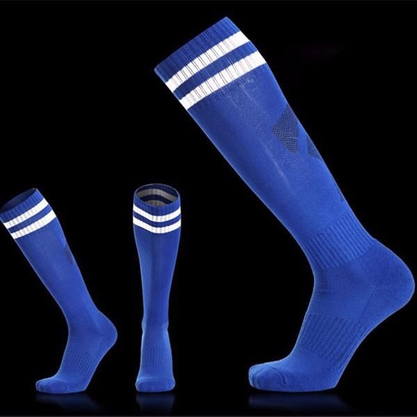 Männer Erwachsene Fußballstreifen Socken Mit Dicker Unterseite Langer Schlauch Hygroskopische Anti-rutsch-sportsocken