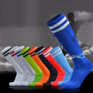 Männer Erwachsene Fußballstreifen Socken Mit Dicker Unterseite Langer Schlauch Hygroskopische Anti-rutsch-sportsocken