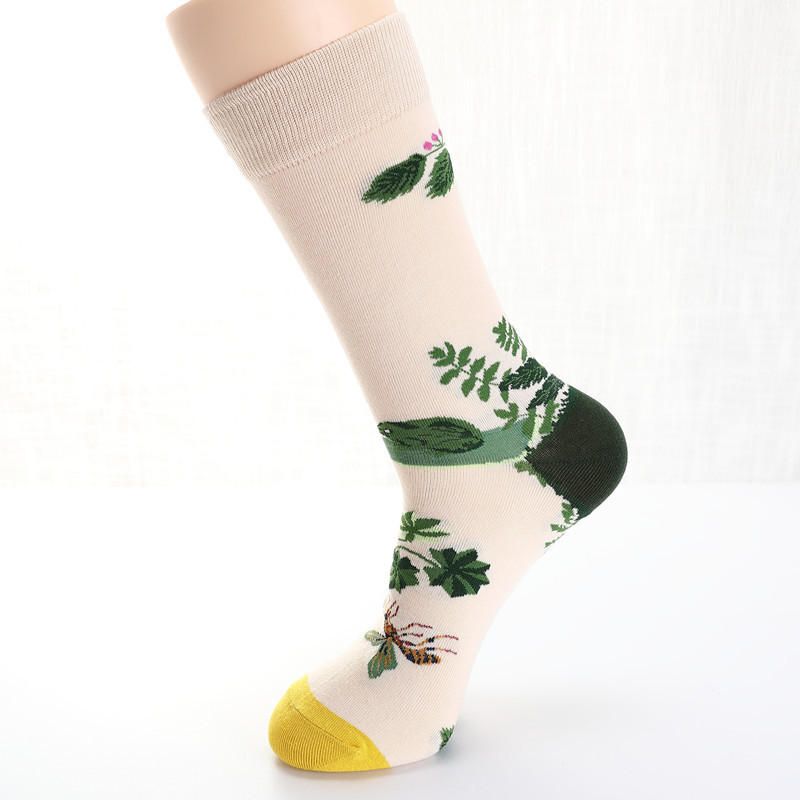 Männer Taube Tulpen Vögel Und Blumen Illustration Modesocken