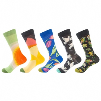 Männer Taube Tulpen Vögel Und Blumen Illustration Modesocken