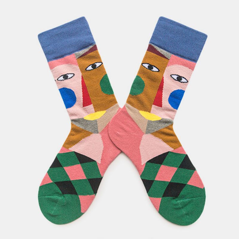 Paar Herbst-und Wintersocken Color Art Tide Abstract Clown Fashion Street Socks