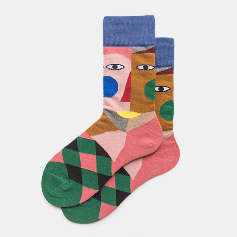 Paar Herbst-und Wintersocken Color Art Tide Abstract Clown Fashion Street Socks