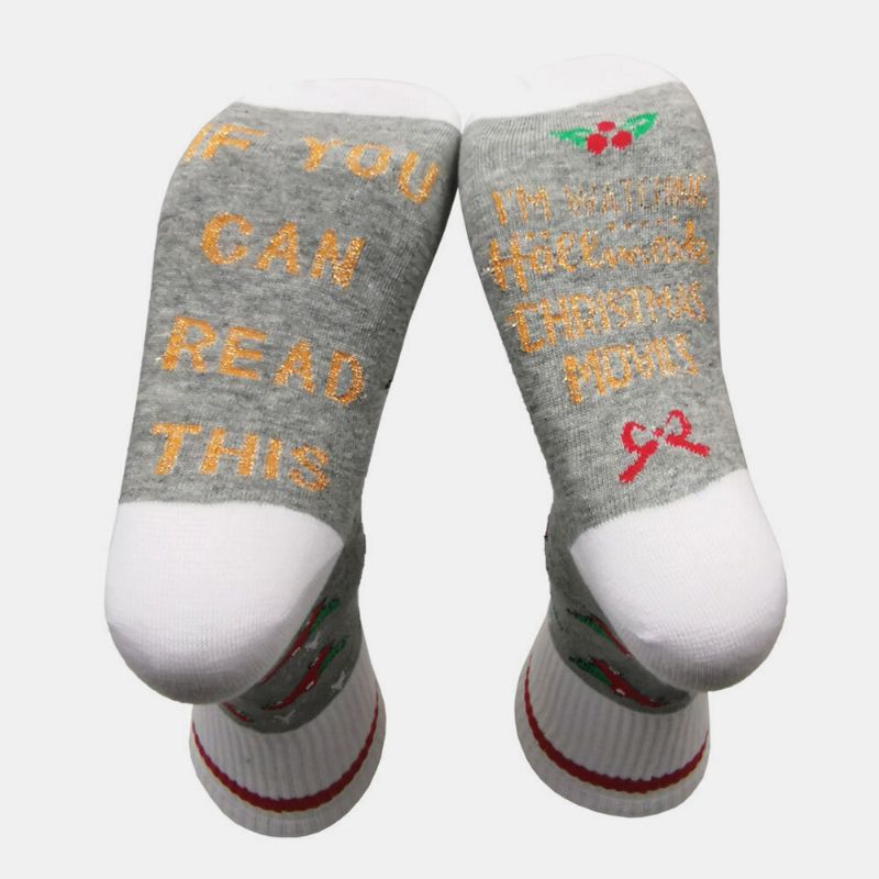 Unisex-baumwolle Gold Puder Buchstabe Streifenmuster Lässige Festliche Weihnachtliche Schlauchsocken