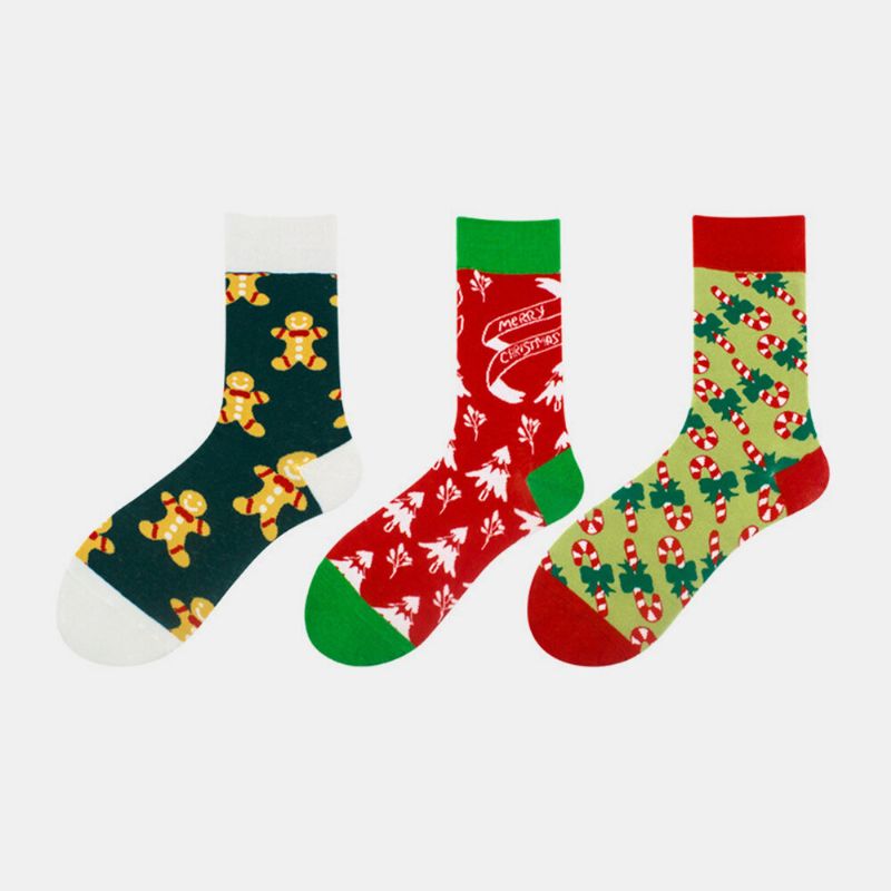 Unisex-baumwollpersönlichkeit Festlicher Weihnachtsbaum Schneeflockenmuster Paarsocken Schlauchsocken