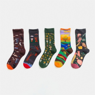 Unisex Literatur Und Kunst Farbige Patchwork-farbtiermuster-röhrensocken