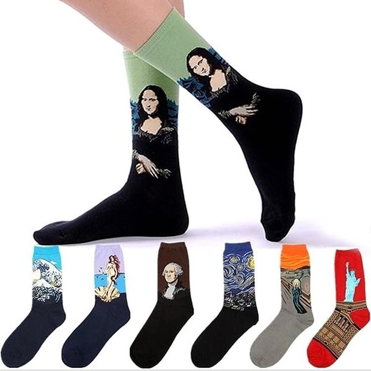 Unisex-mona-lisa-ölgemälde-baumwollschlauchsocken