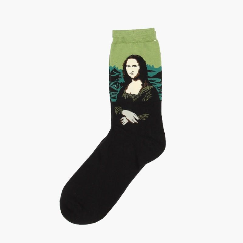 Unisex-mona-lisa-ölgemälde-baumwollschlauchsocken