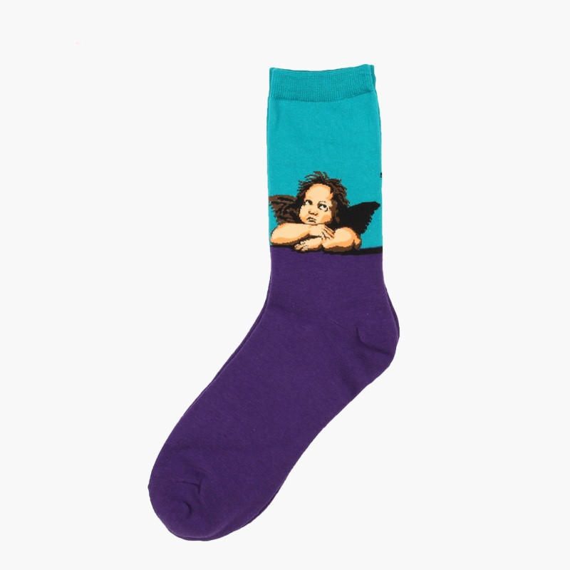 Unisex-mona-lisa-ölgemälde-baumwollschlauchsocken