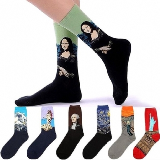 Unisex-mona-lisa-ölgemälde-baumwollschlauchsocken