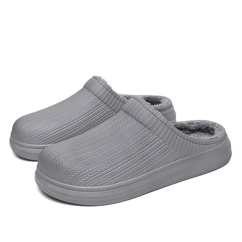 Bequeme Breite Passform Riund Toe Rückenfreie Einfache Slip-on-hausschuhe Für Herren