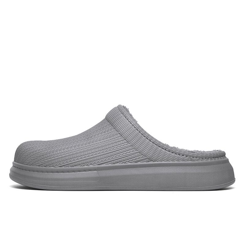 Bequeme Breite Passform Riund Toe Rückenfreie Einfache Slip-on-hausschuhe Für Herren