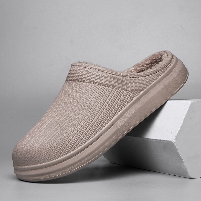 Bequeme Breite Passform Riund Toe Rückenfreie Einfache Slip-on-hausschuhe Für Herren