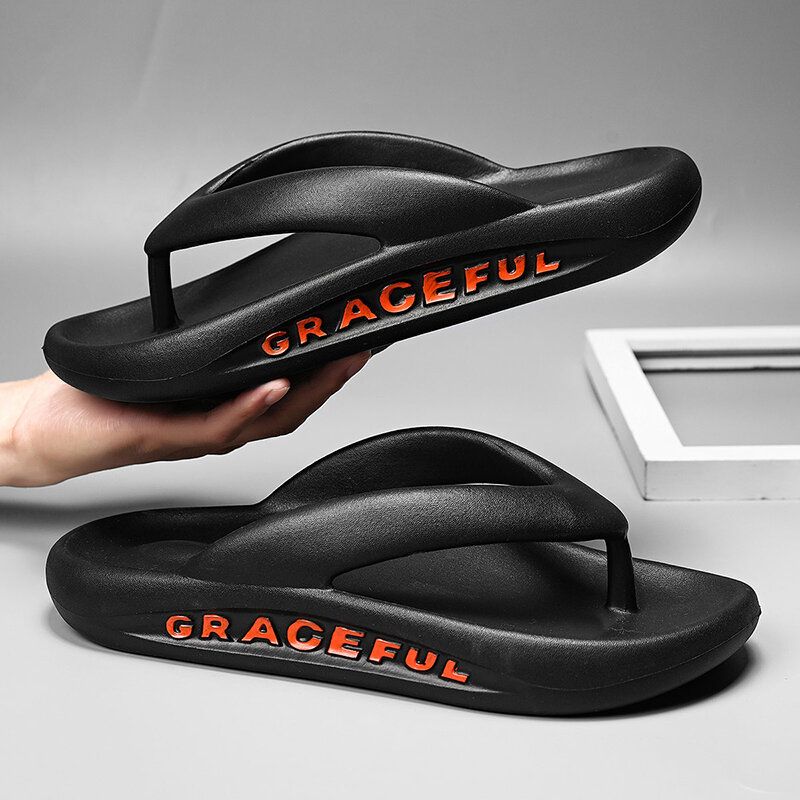 Herren Leichte Weiche Sohle Reine Farbe Indoor-flip-flops Lässige Plateau-hausschuhe