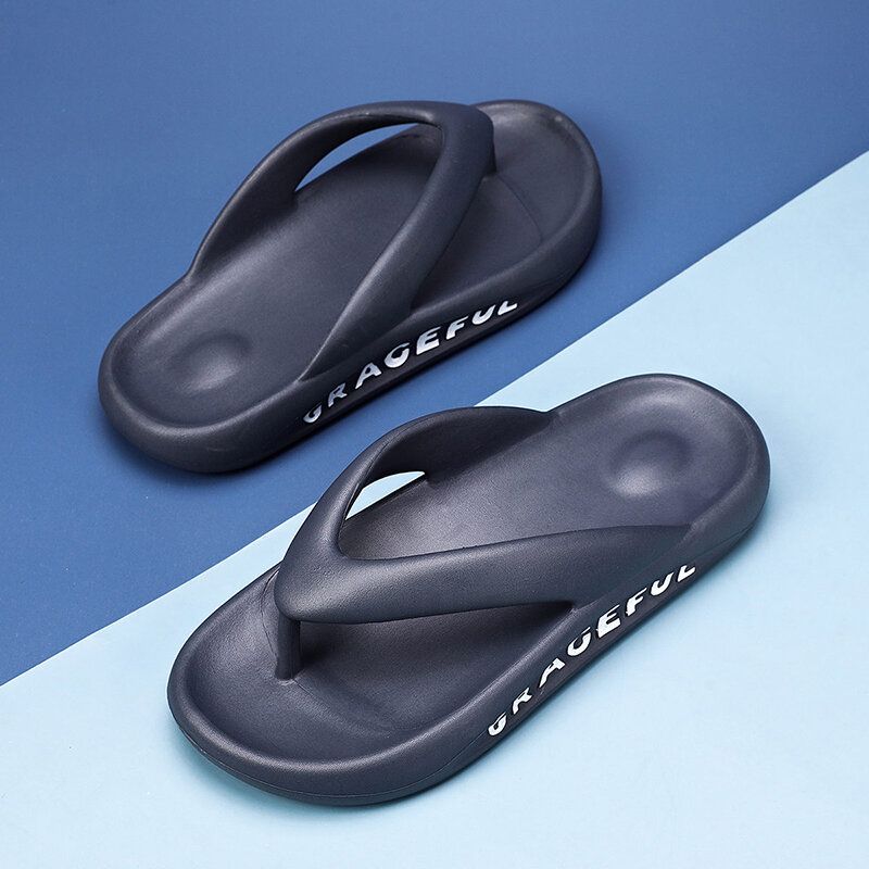 Herren Leichte Weiche Sohle Reine Farbe Indoor-flip-flops Lässige Plateau-hausschuhe