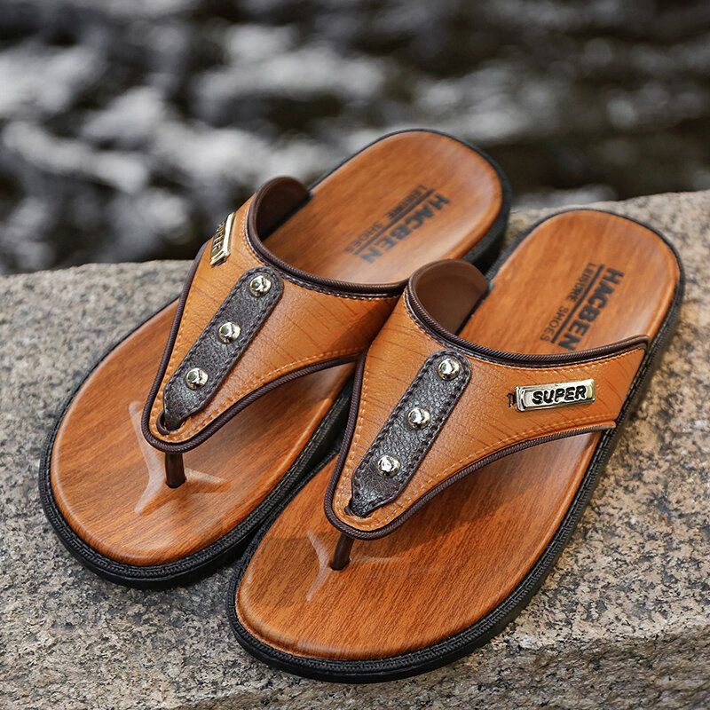 Herren Pu-hausschuhe Atmungsaktive Leichte Freizeit-strand-flip-flops