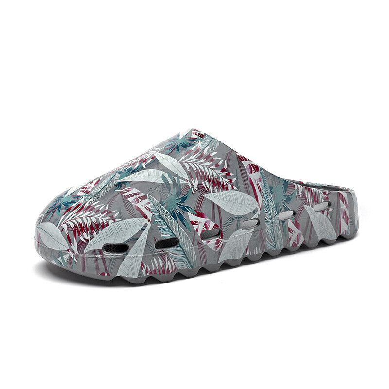 Herren Pvc Coconut Tree Print Weiche Dicke Sohle Rutschfeste Bequeme Atmungsaktive Sommer-casual-home-slide-hausschuhe