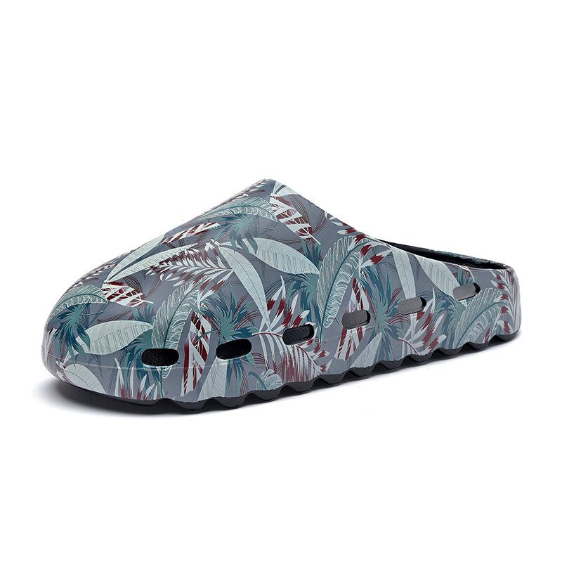 Herren Pvc Coconut Tree Print Weiche Dicke Sohle Rutschfeste Bequeme Atmungsaktive Sommer-casual-home-slide-hausschuhe