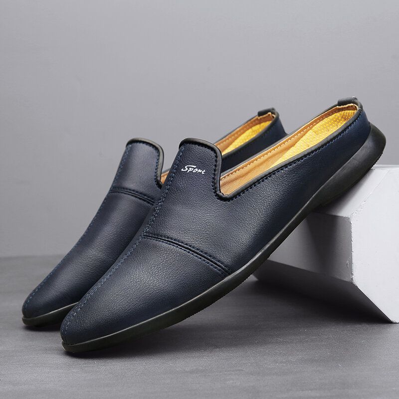 Männer Mikrofaser-leder Mit Weicher Sohle Slingback Rutschfest Geschlossene Zehen Flach Lässige Hausschuhe