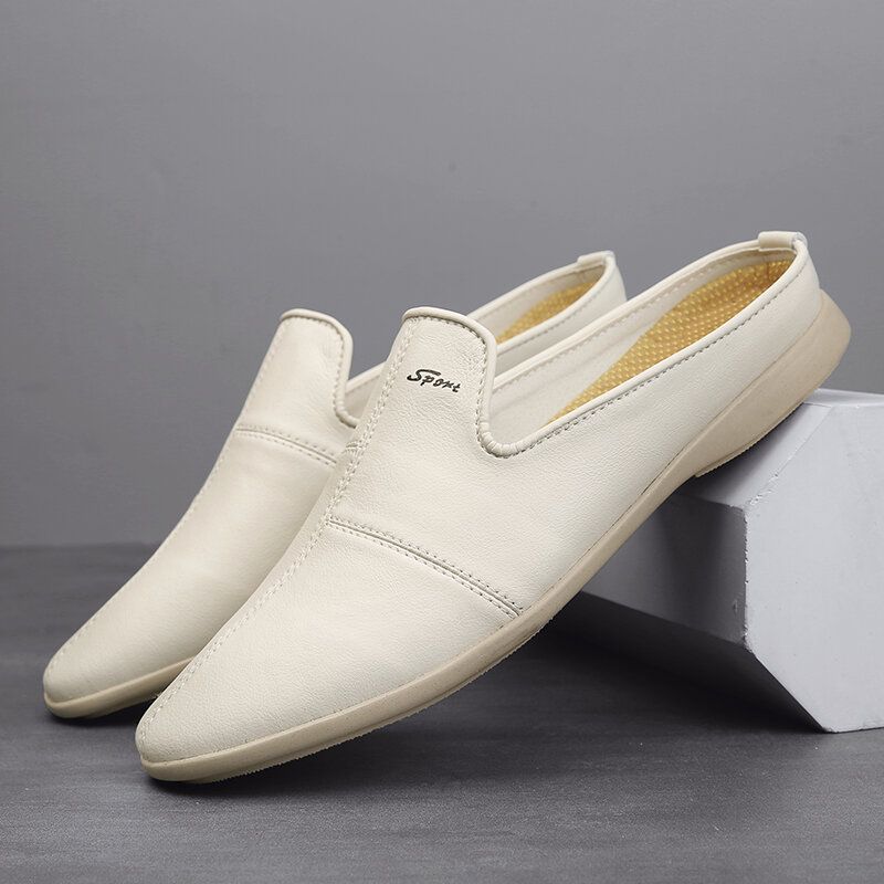 Männer Mikrofaser-leder Mit Weicher Sohle Slingback Rutschfest Geschlossene Zehen Flach Lässige Hausschuhe