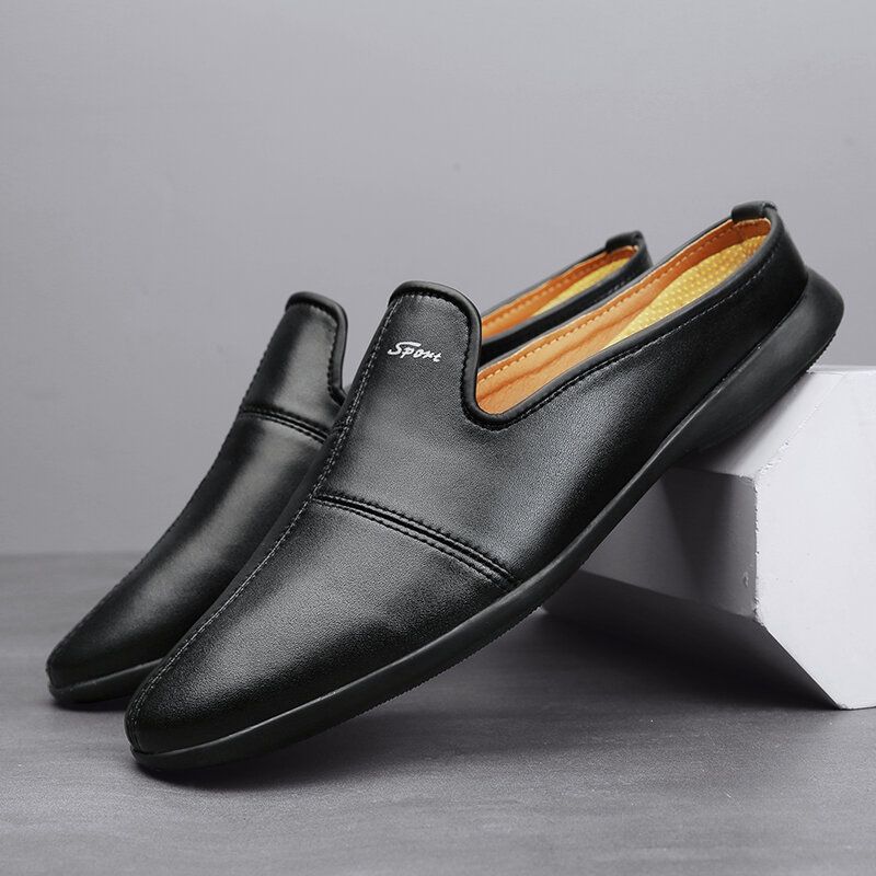 Männer Mikrofaser-leder Mit Weicher Sohle Slingback Rutschfest Geschlossene Zehen Flach Lässige Hausschuhe